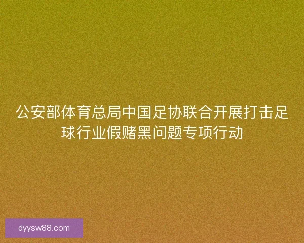 公安部体育总局中国足协联合开展打击足球行业假赌黑问题专项行动